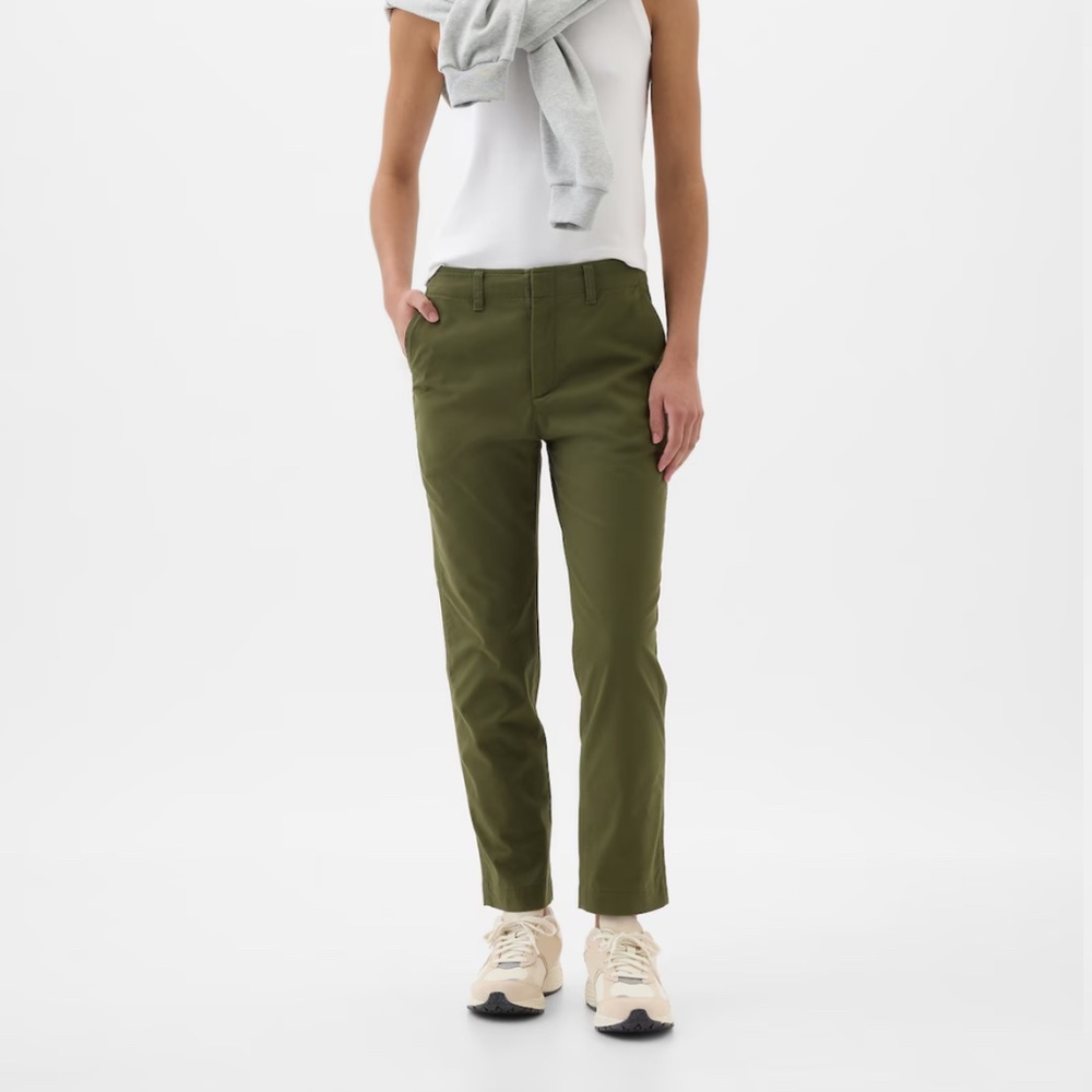 Cropped Dark Green Gap Khakis